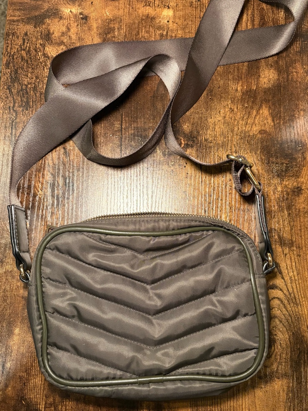 Quilted Crossbody Bag - Army Green